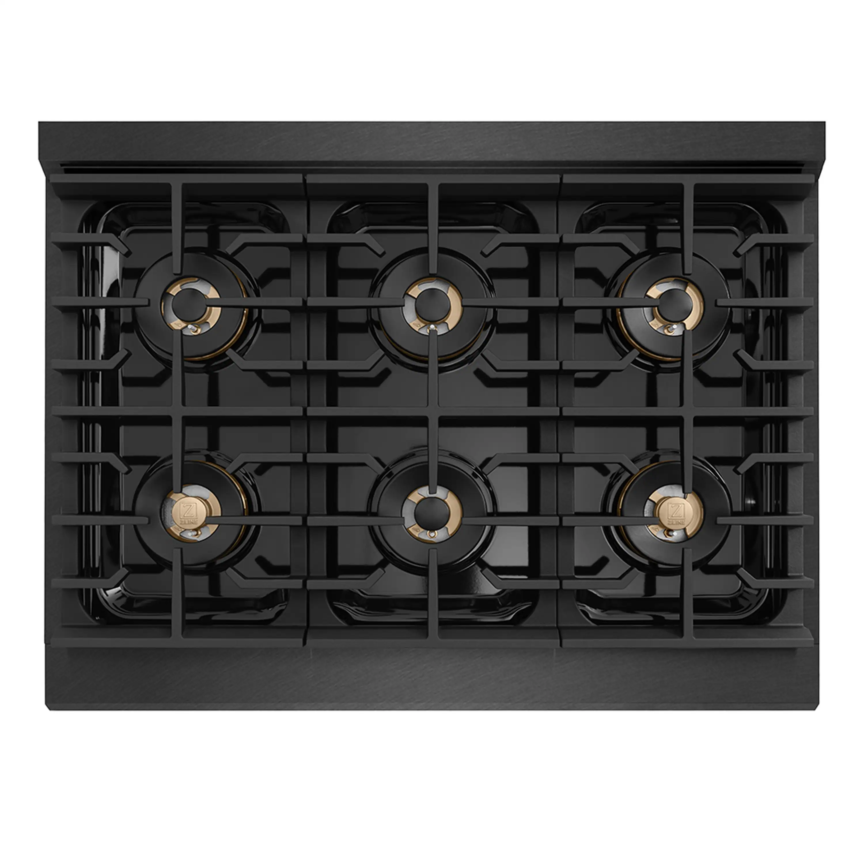 ZLINE Designer 36-Inch 5.2 Cu. Ft. Dual Fuel Range with 6 Burner DuoPro Cooktop in Black Satin with Black and Champagne Accents (PSDRBSZ-36-MBCB) - Image 5