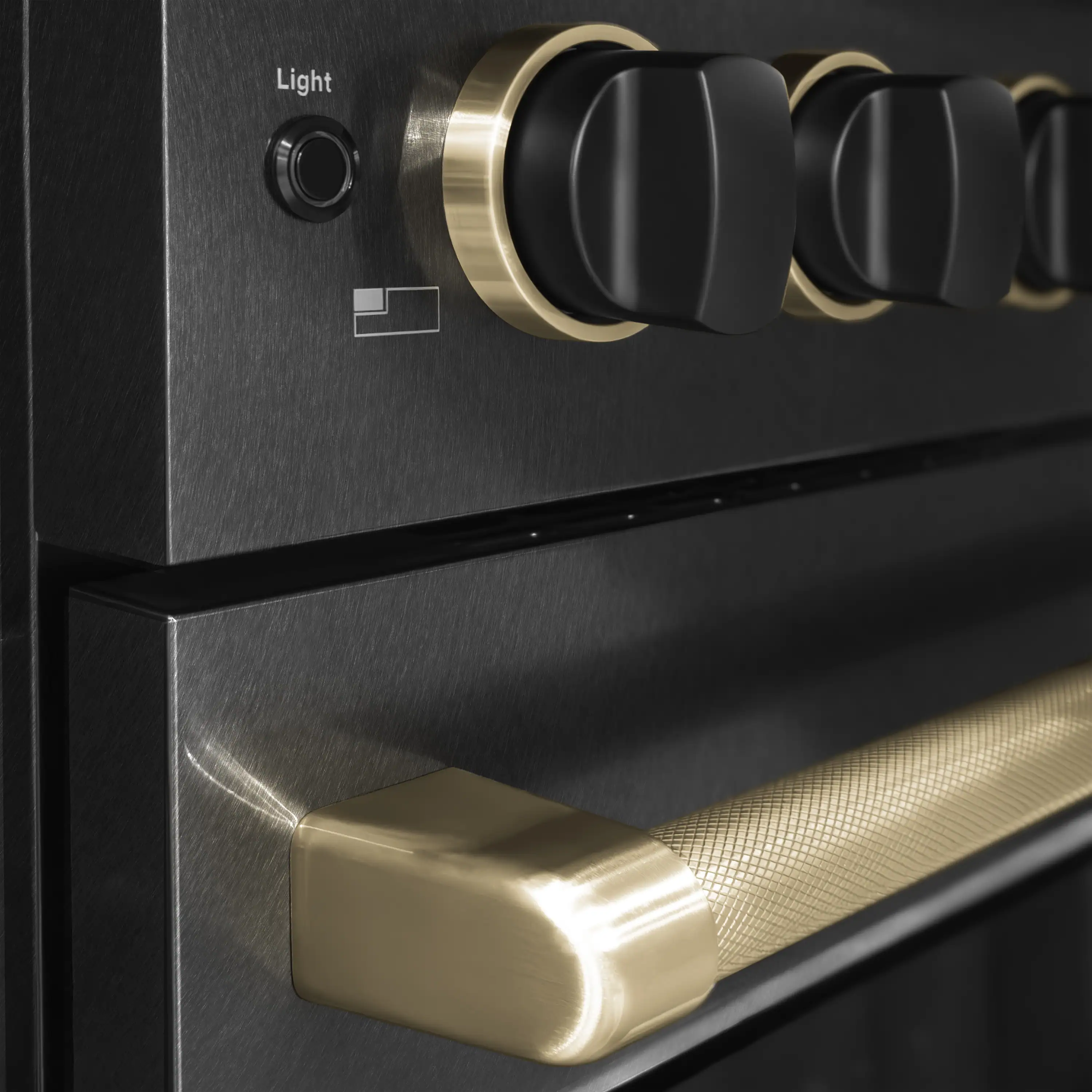 ZLINE Designer 36-Inch 5.2 Cu. Ft. Dual Fuel Range with 6 Burner Gas Cooktop in Black Satin with Black and Champagne Bronze Helix Handle (SDRBSZ-36-MBCB) - Image 11