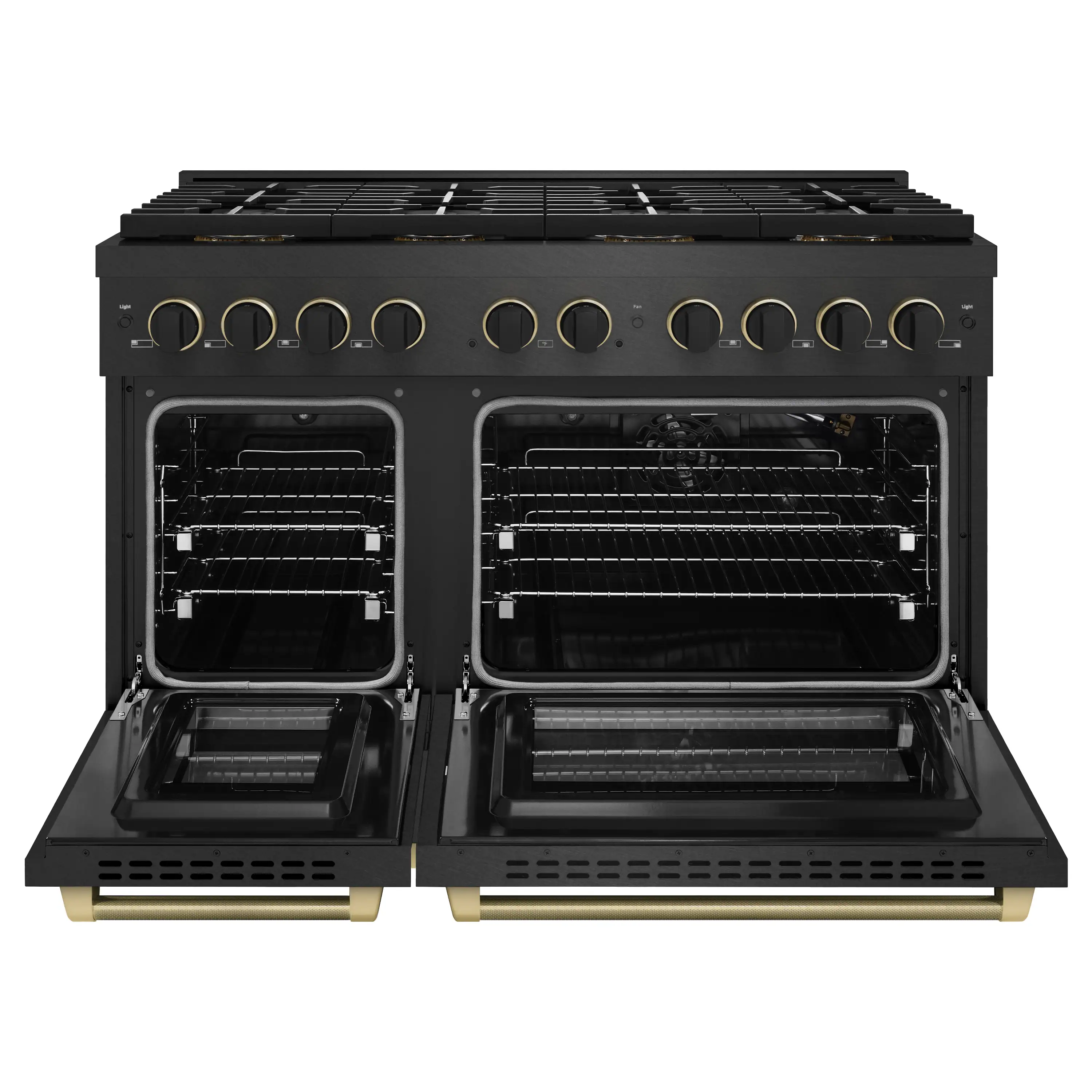 ZLINE Designer 48-Inch 6.7 Cu. Ft. Gas Range with 8 Burner DuoPro Cooktop in Black Satin with Matte Black and Champagne Accents (PSGRBSZ-48-MBCB) - Image 4