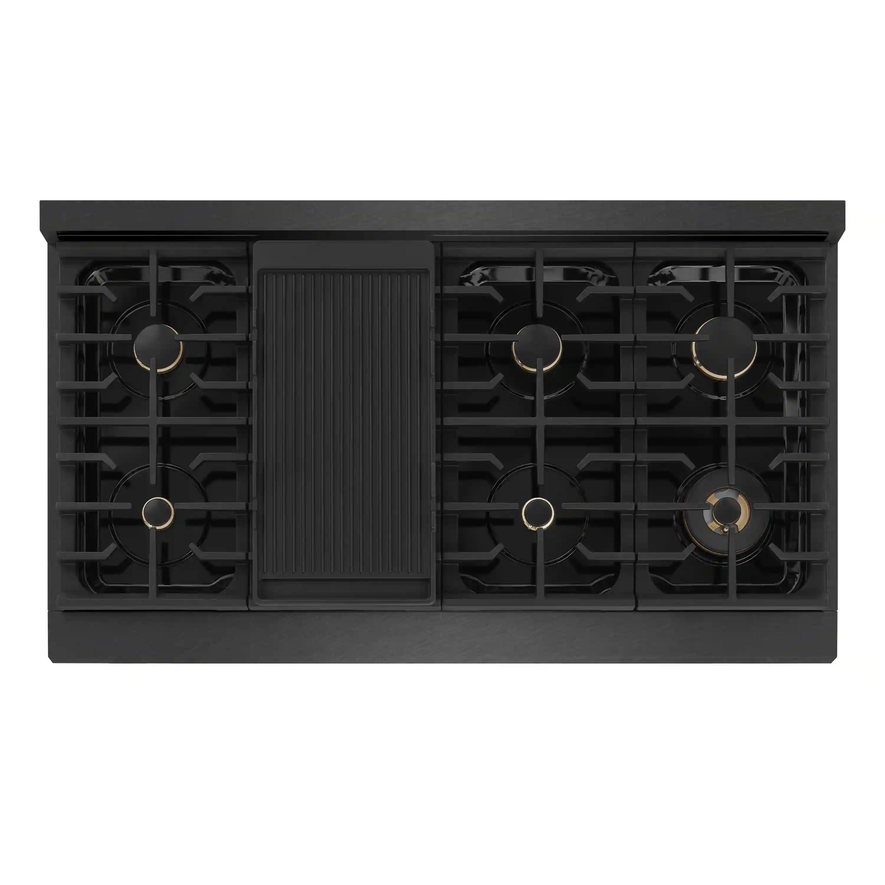 ZLINE Designer 48-Inch Paramount Gas Rangetop with 8 Burners in Black Satin with Matte Black and Champagne Accents (SRTBSZ-48-MBCB) - Image 3