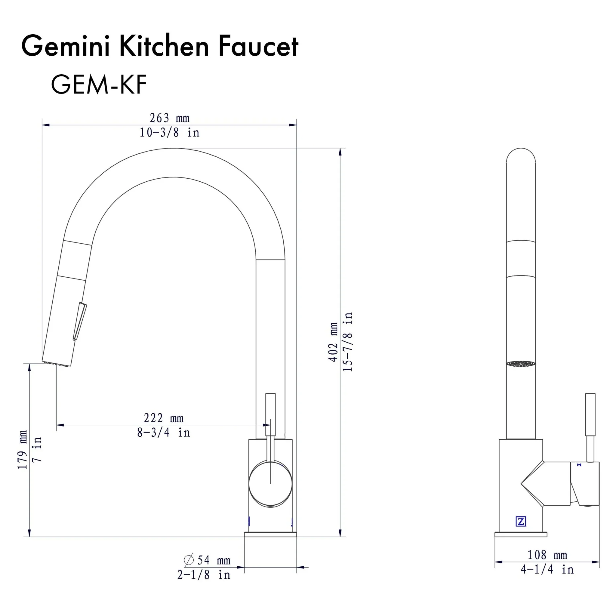ZLINE Gemini Kitchen Faucet in Champagne Bronze (GEM-KF-CB) - Image 4