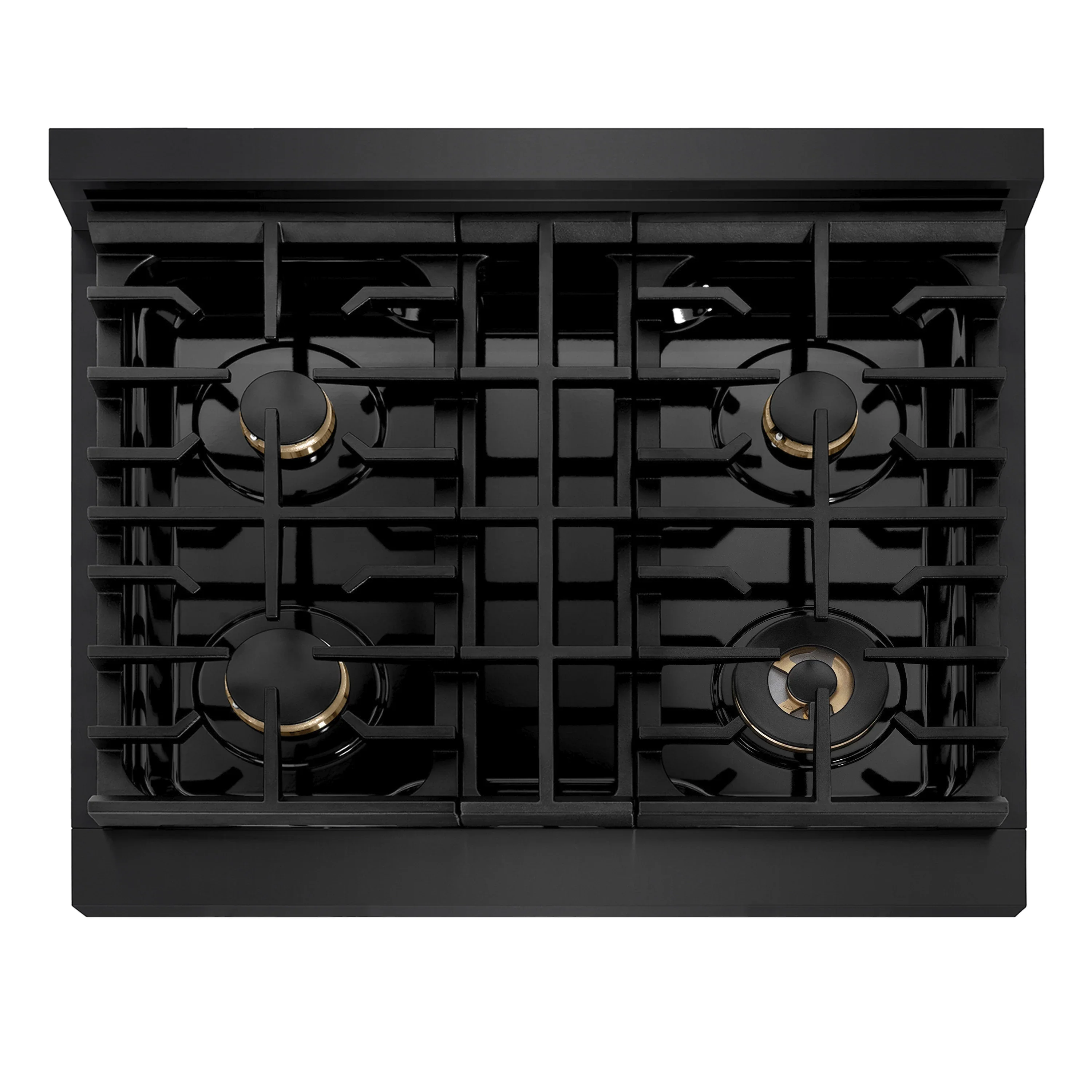 ZLINE Paramount 30-Inch Gas Rangetop with 4 Brass Burners and Porcelain Cooktop in Black Stainless Steel (SRTB-BR-30) - Image 3