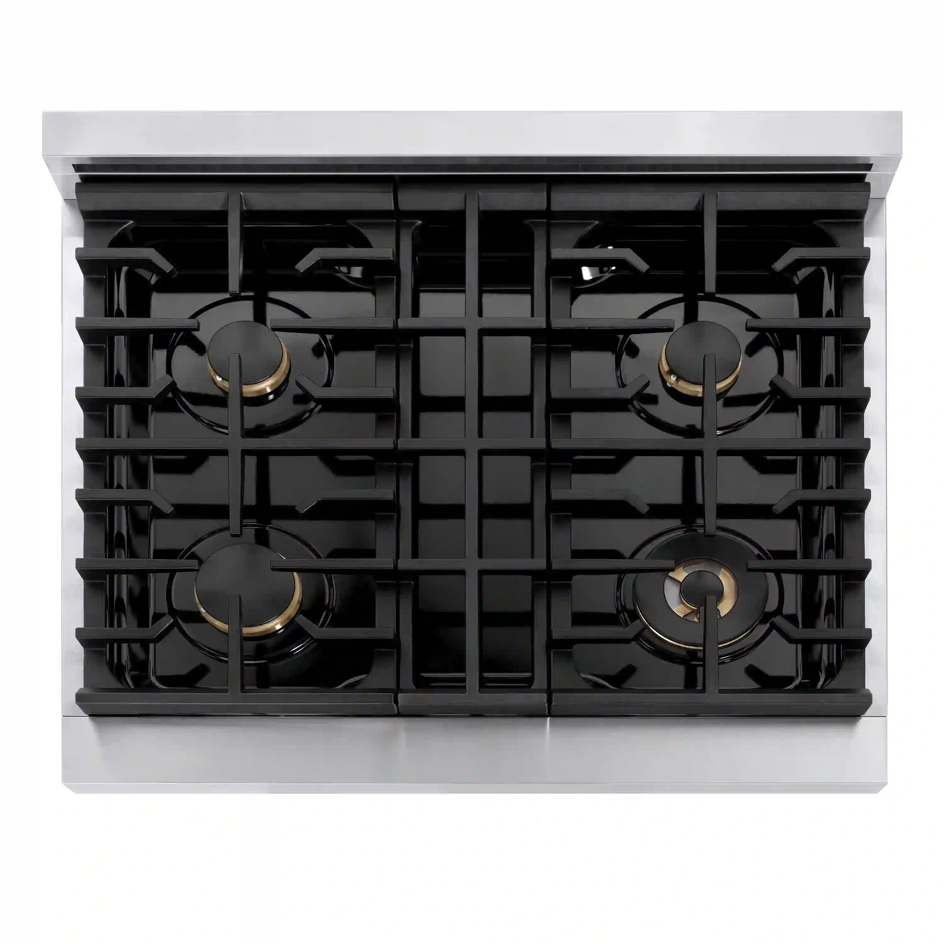 ZLINE Paramount 30-Inch Gas Rangetop with 4 Brass Burners and Porcelain Cooktop in Stainless Steel (SRT-BR-30) - Image 3