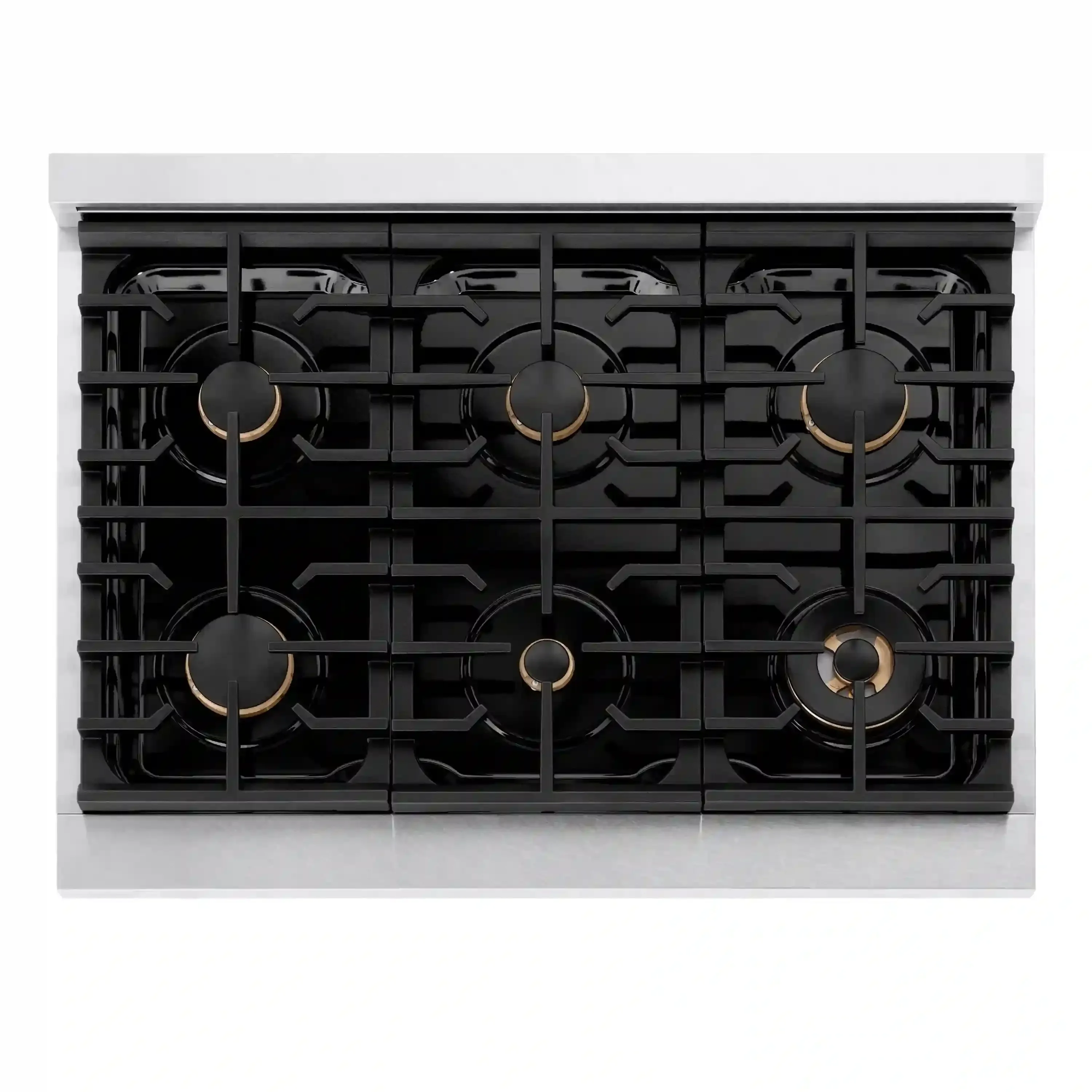 ZLINE Paramount 36-Inch Gas Rangetop with 6 Brass Burners and Porcelain Cooktop in Satin Stainless Steel (SRTS-BR-36) - Image 3