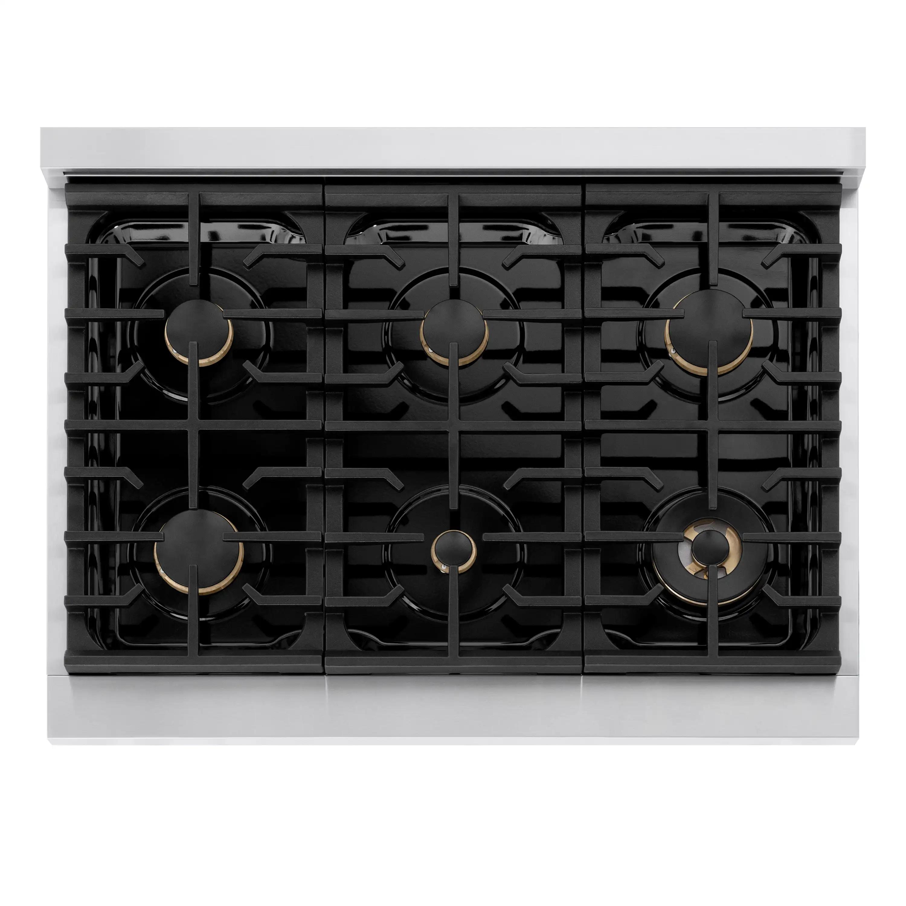 ZLINE Paramount 36-Inch Gas Rangetop with 6 Brass Burners and Porcelain Cooktop in Stainless Steel (SRT-BR-36) - Image 3