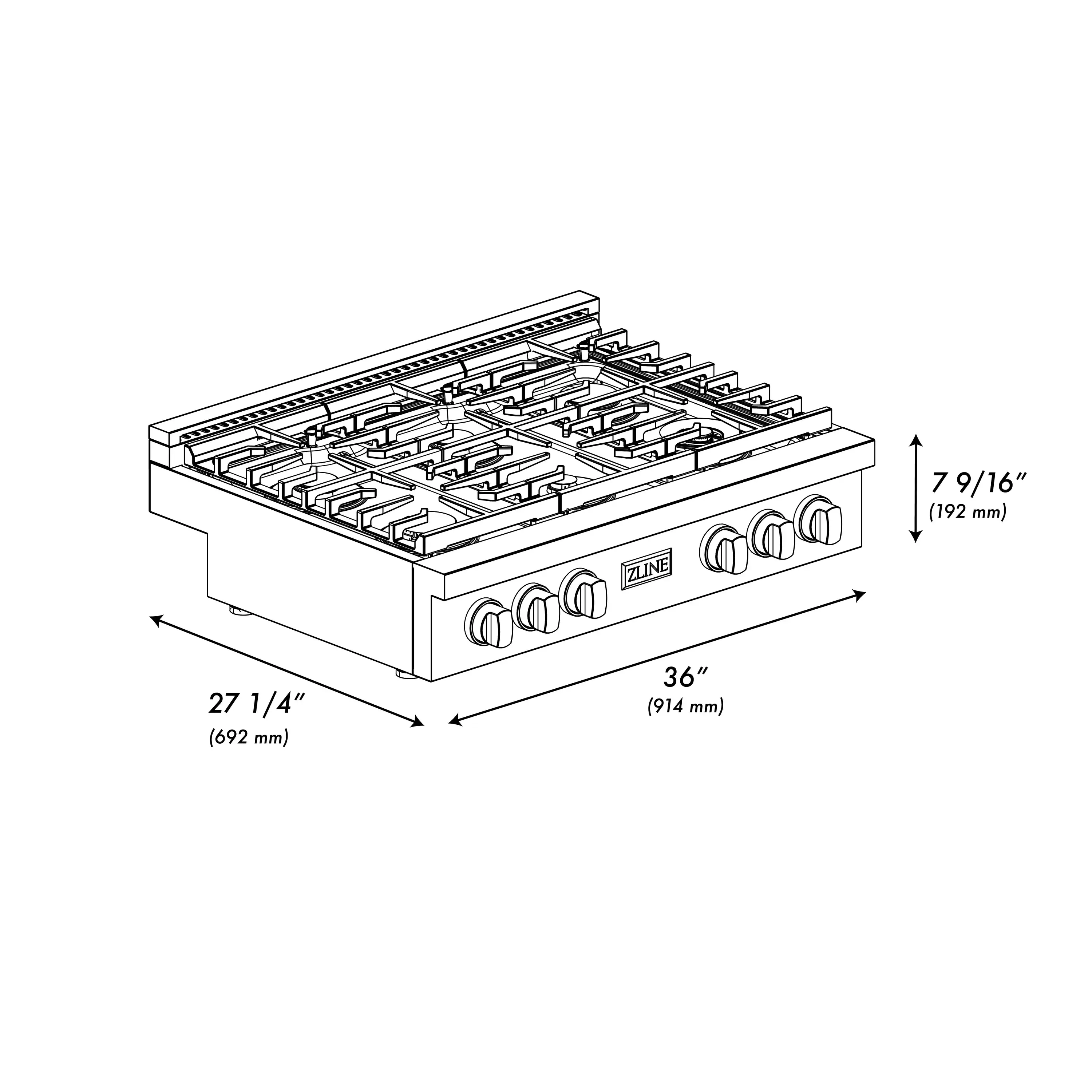 ZLINE Paramount 36-Inch Gas Rangetop with 6 Burners and Porcelain Cooktop in Stainless Steel (SRT36) - Image 10