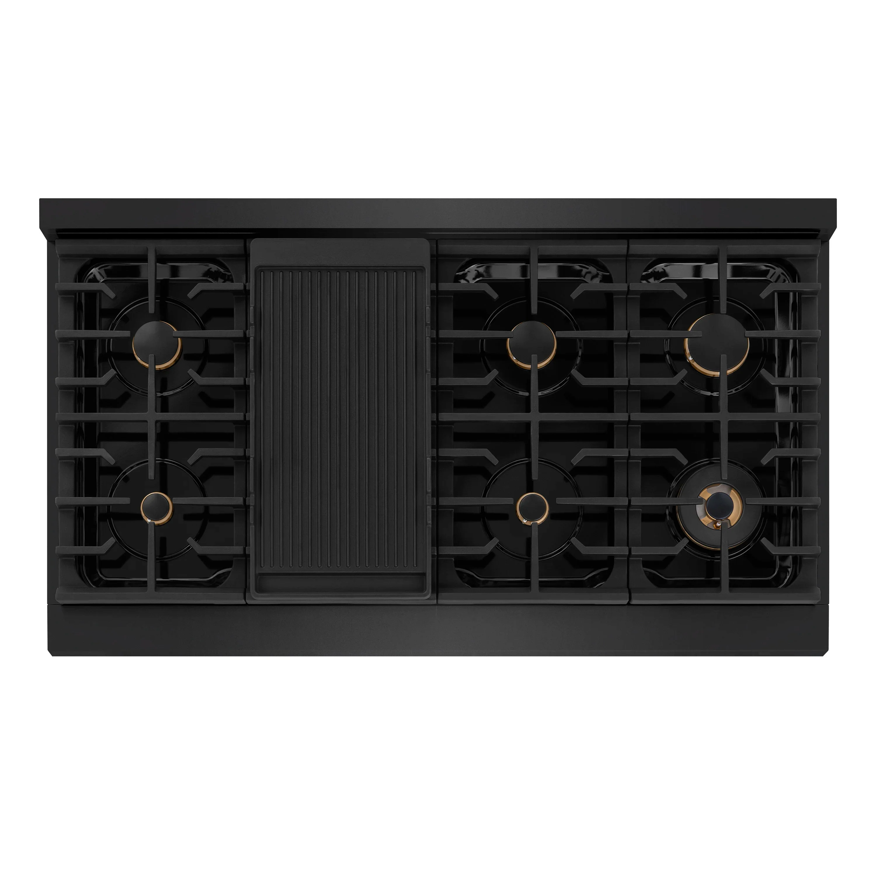 ZLINE Paramount 48-Inch Gas Rangetop with 8 Brass Burners and Porcelain Cooktop in Black Stainless Steel (SRTB-BR-48) - Image 3