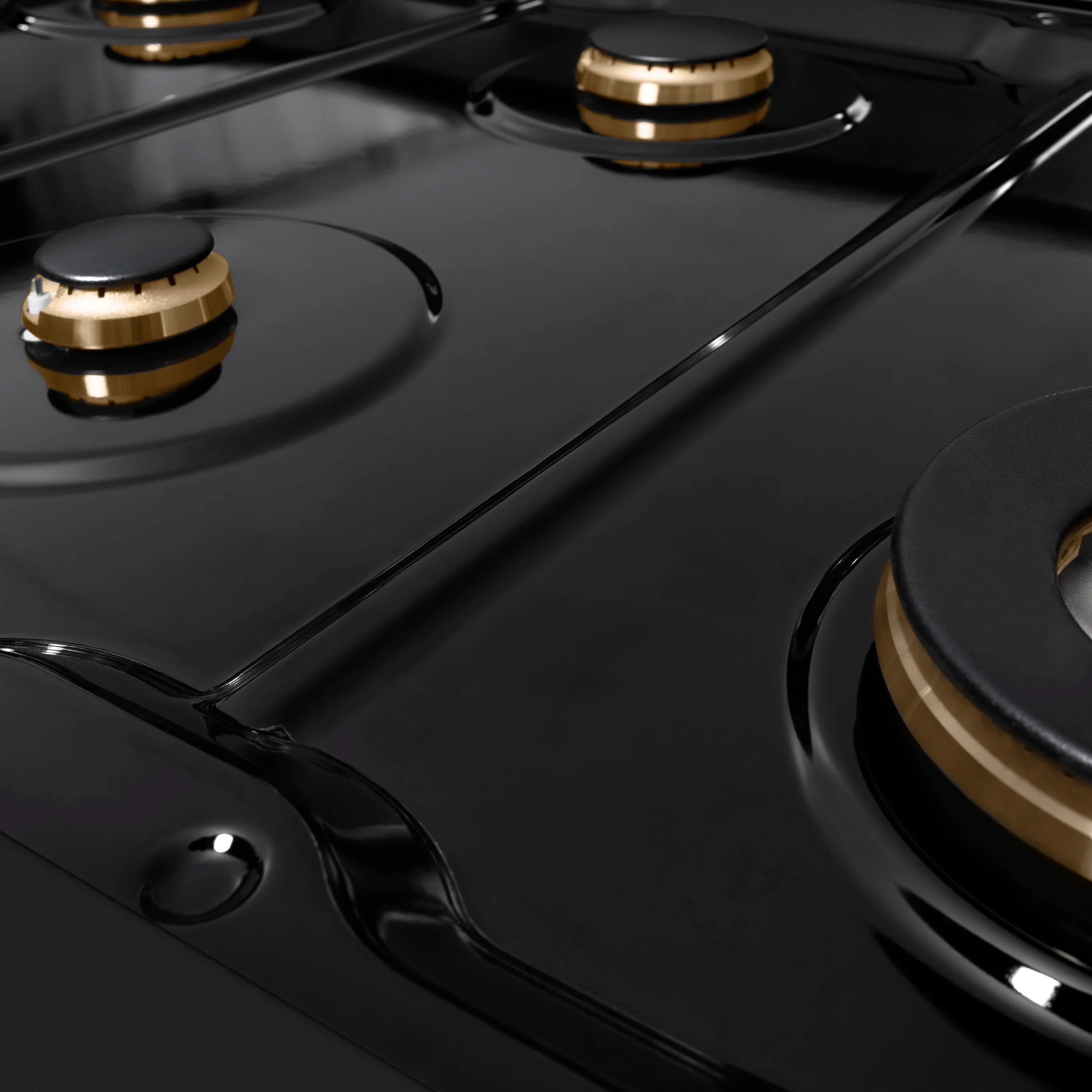 ZLINE Paramount 48-Inch Gas Rangetop with 8 Brass Burners and Porcelain Cooktop in Black Stainless Steel (SRTB-BR-48) - Image 6