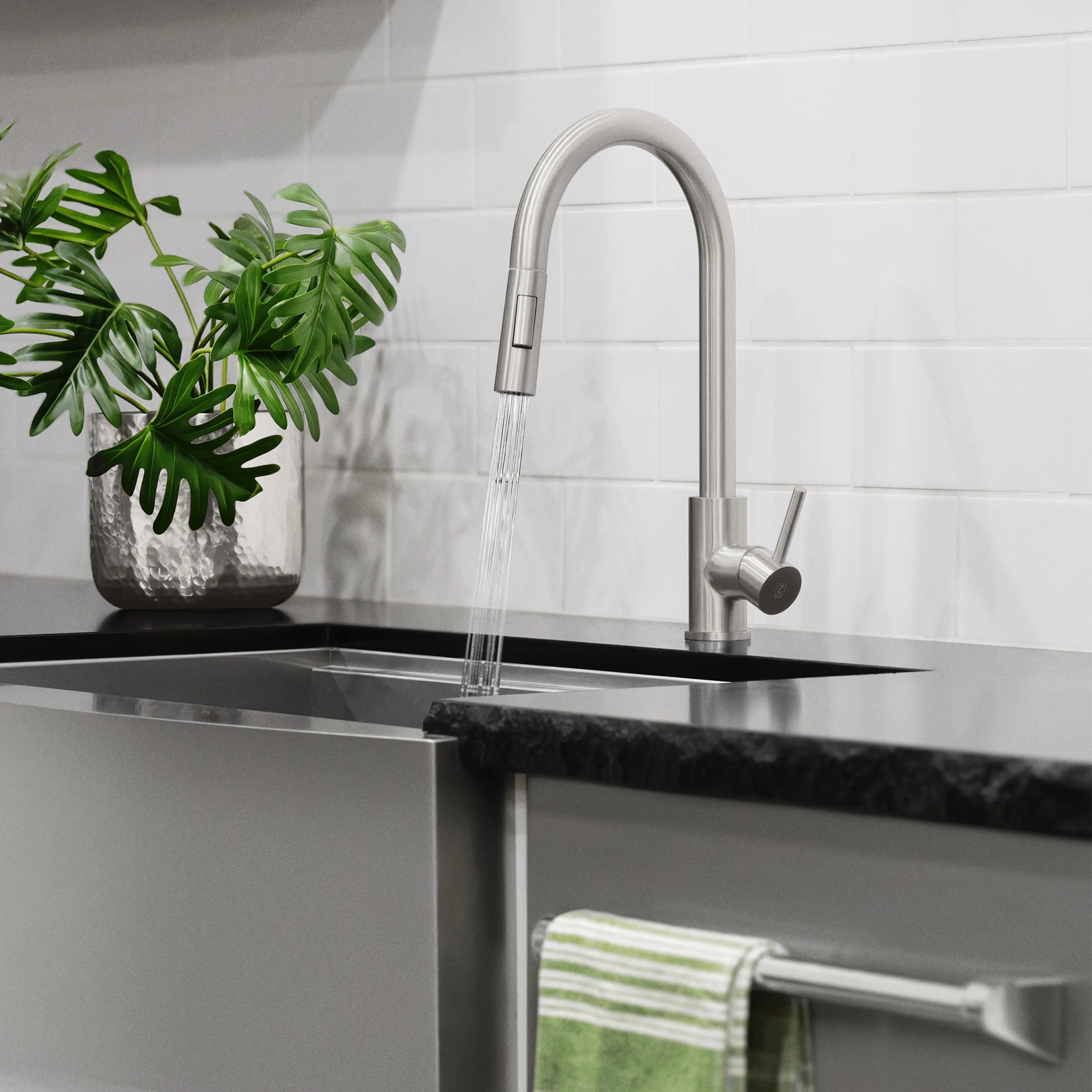 ZLINE Palisades Pull Down Single Handle Kitchen Faucet in Brushed Nickel (RBCN1-KF-BN) - Image 5