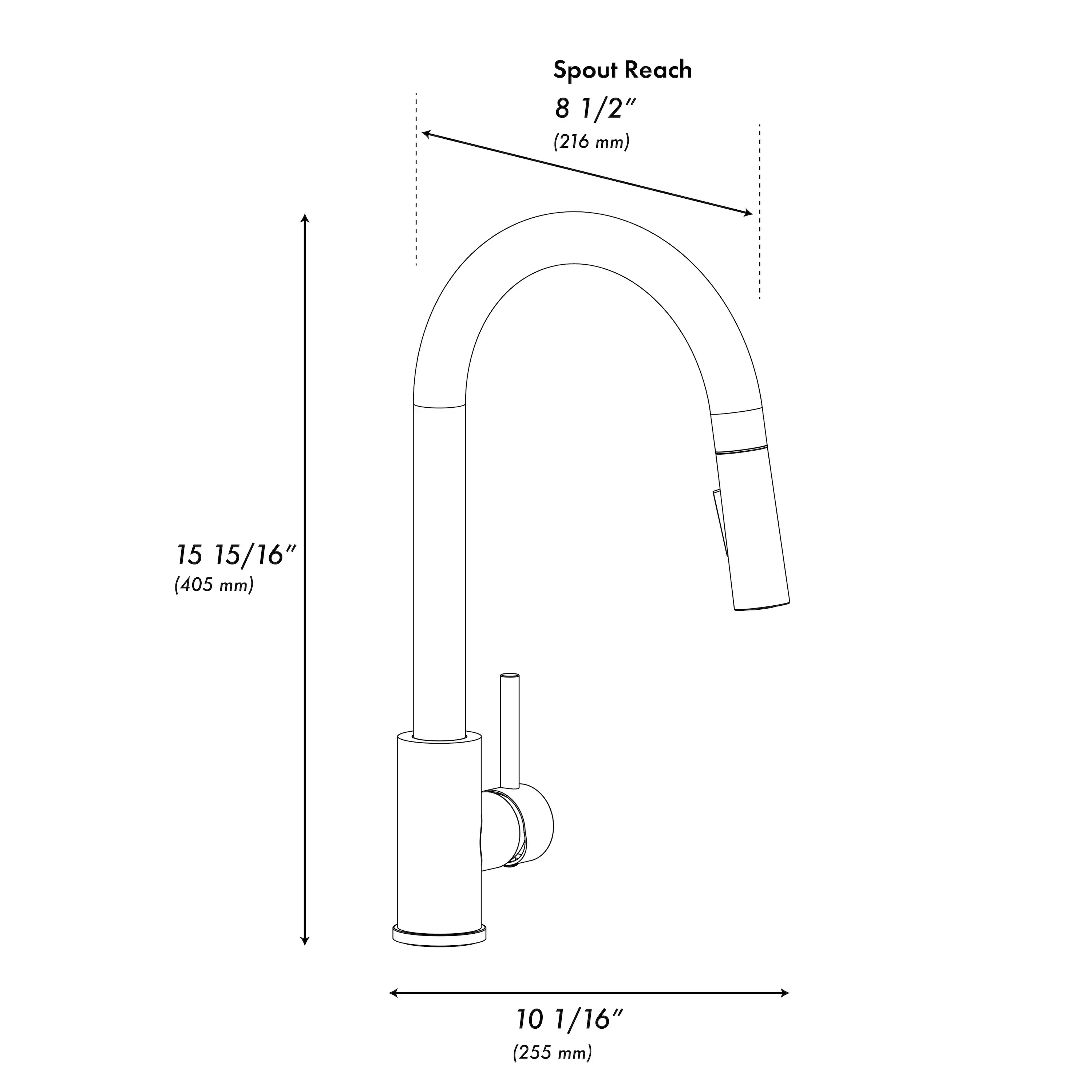 ZLINE Palisades Pull Down Single Handle Kitchen Faucet in Champagne Bronze (RBCN1-KF-CB) - Image 12