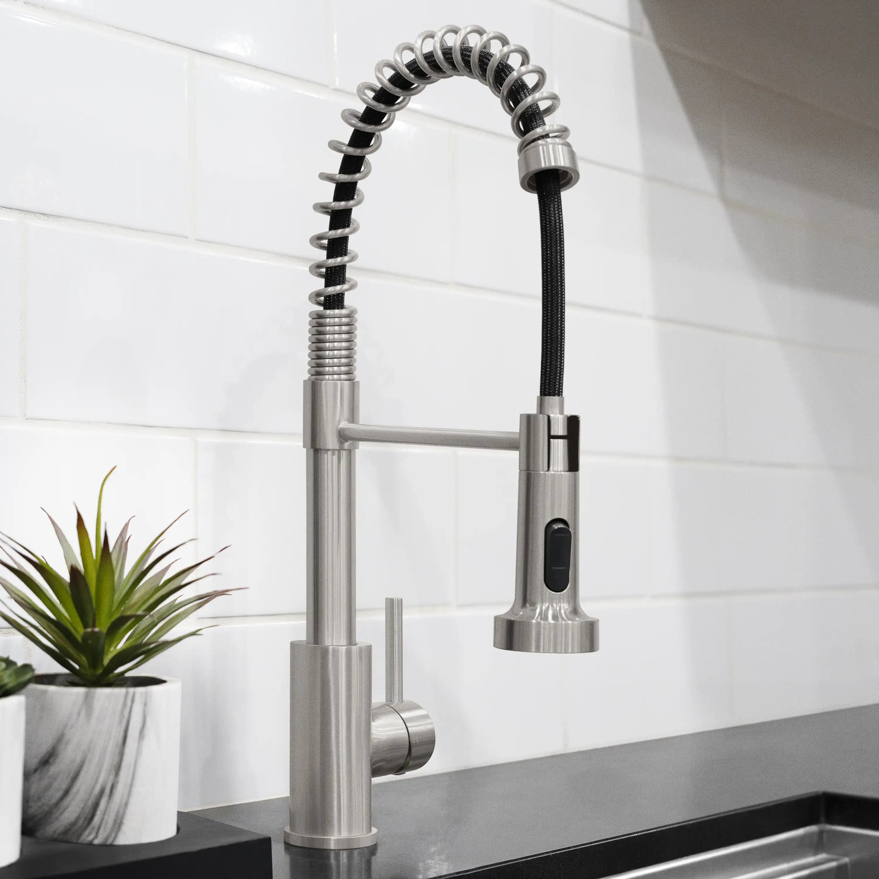 ZLINE Palisades Pull Down Spring Spray Wand Kitchen Faucet in Brushed Nickel (RBCN2-KF-BN) - Image 2