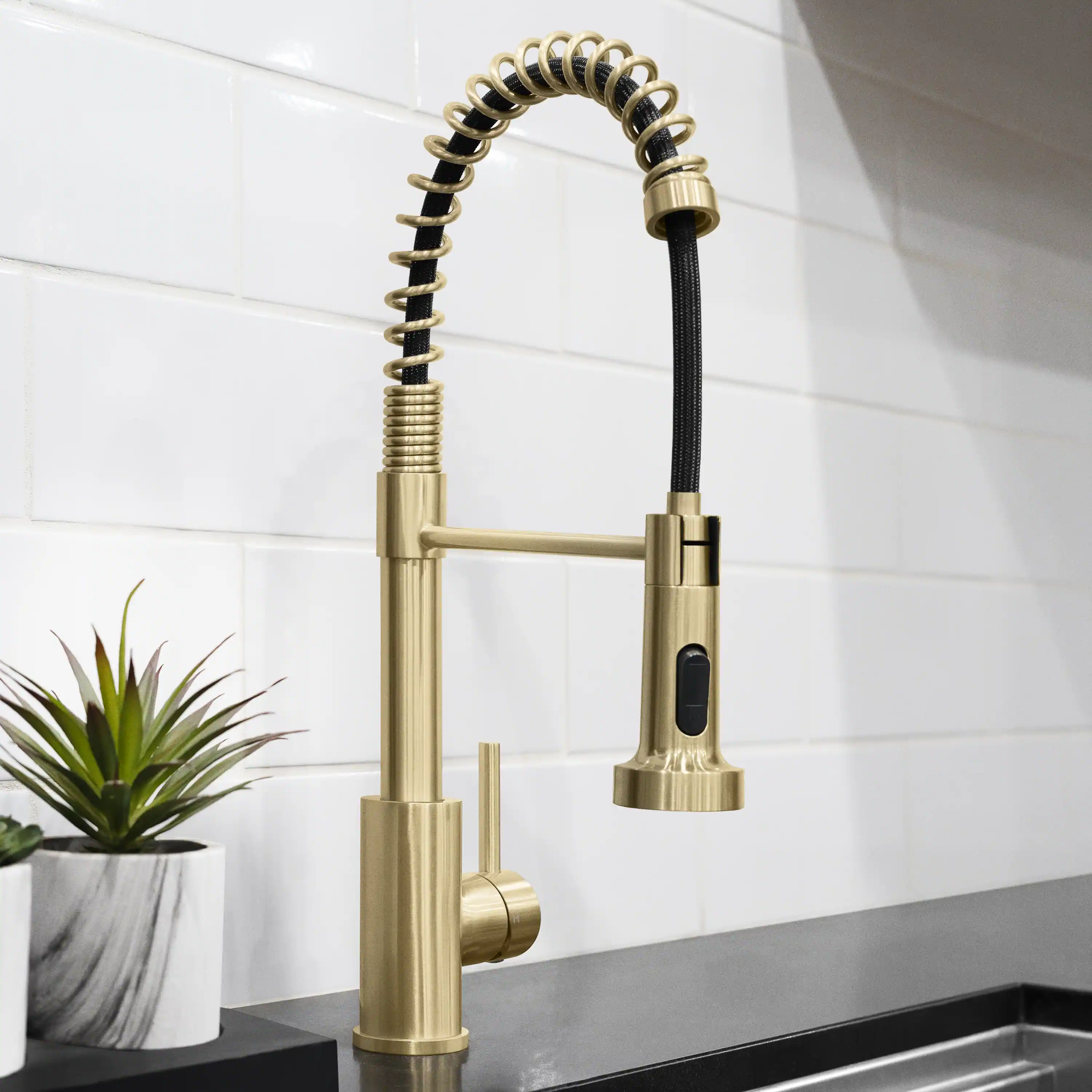 ZLINE Palisades Pull Down Spring Spray Wand Kitchen Faucet in Champagne Bronze (RBCN2-KF-CB) - Image 2