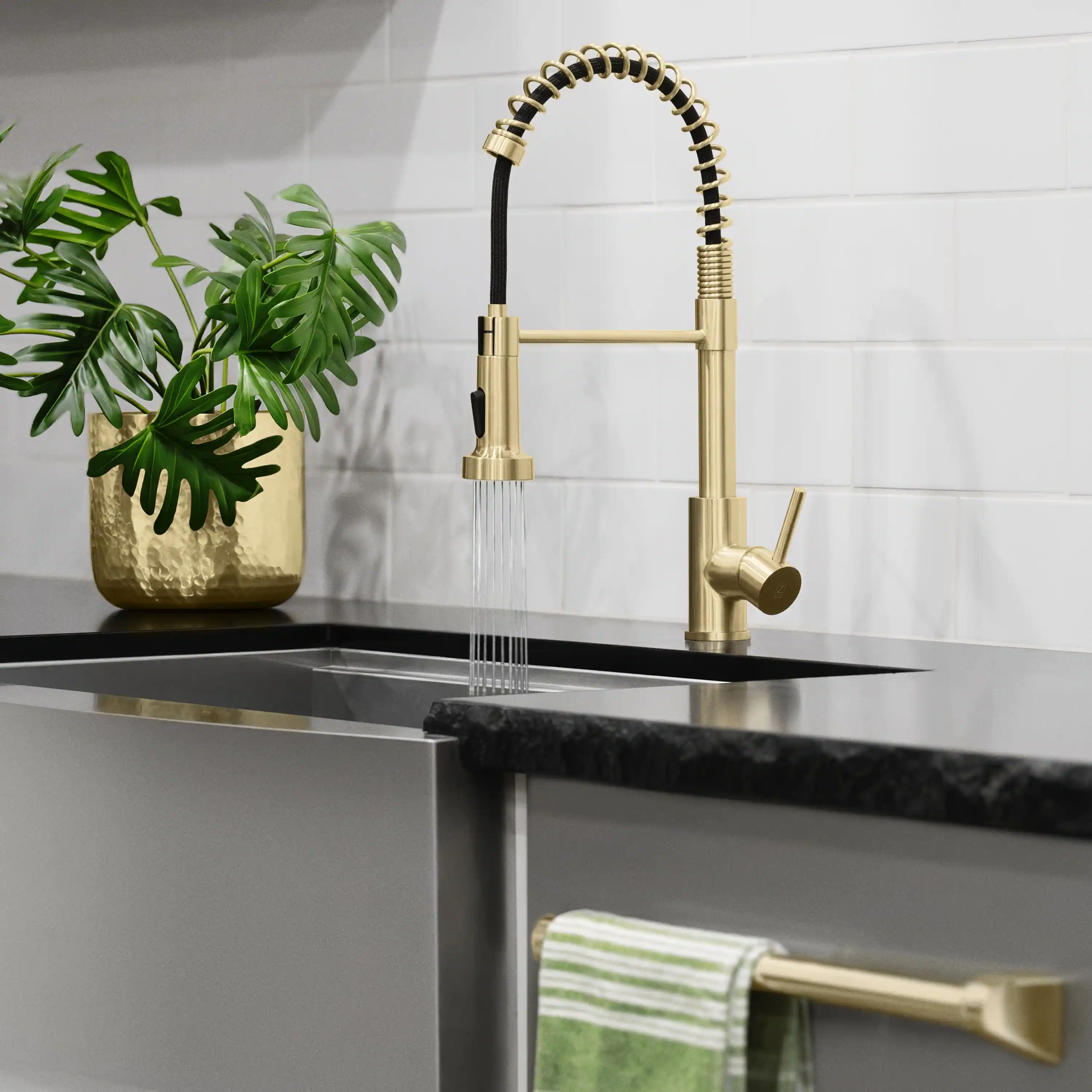 ZLINE Palisades Pull Down Spring Spray Wand Kitchen Faucet in Champagne Bronze (RBCN2-KF-CB) - Image 4