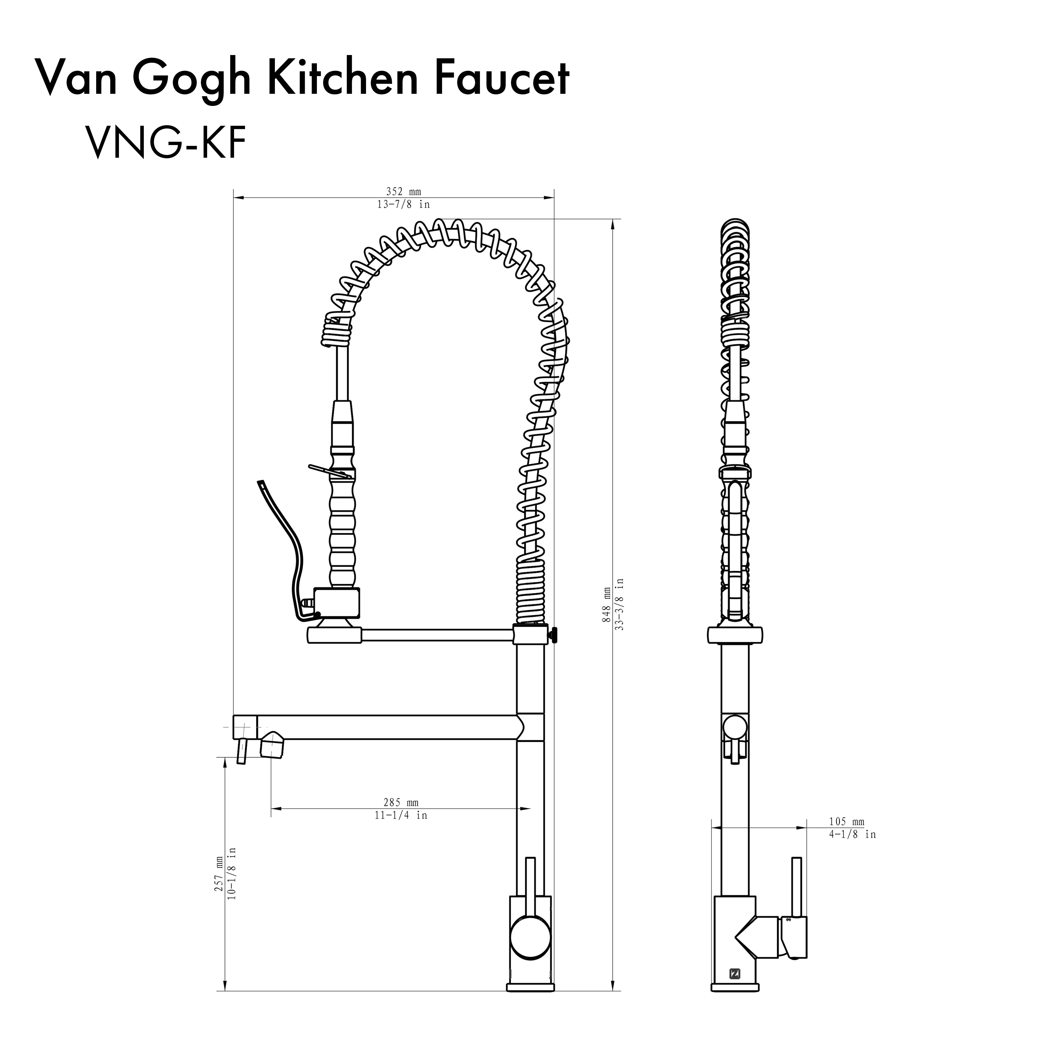 ZLINE Van Gogh Kitchen Faucet in Champagne Bronze (VNG-KF-CB) - Image 7