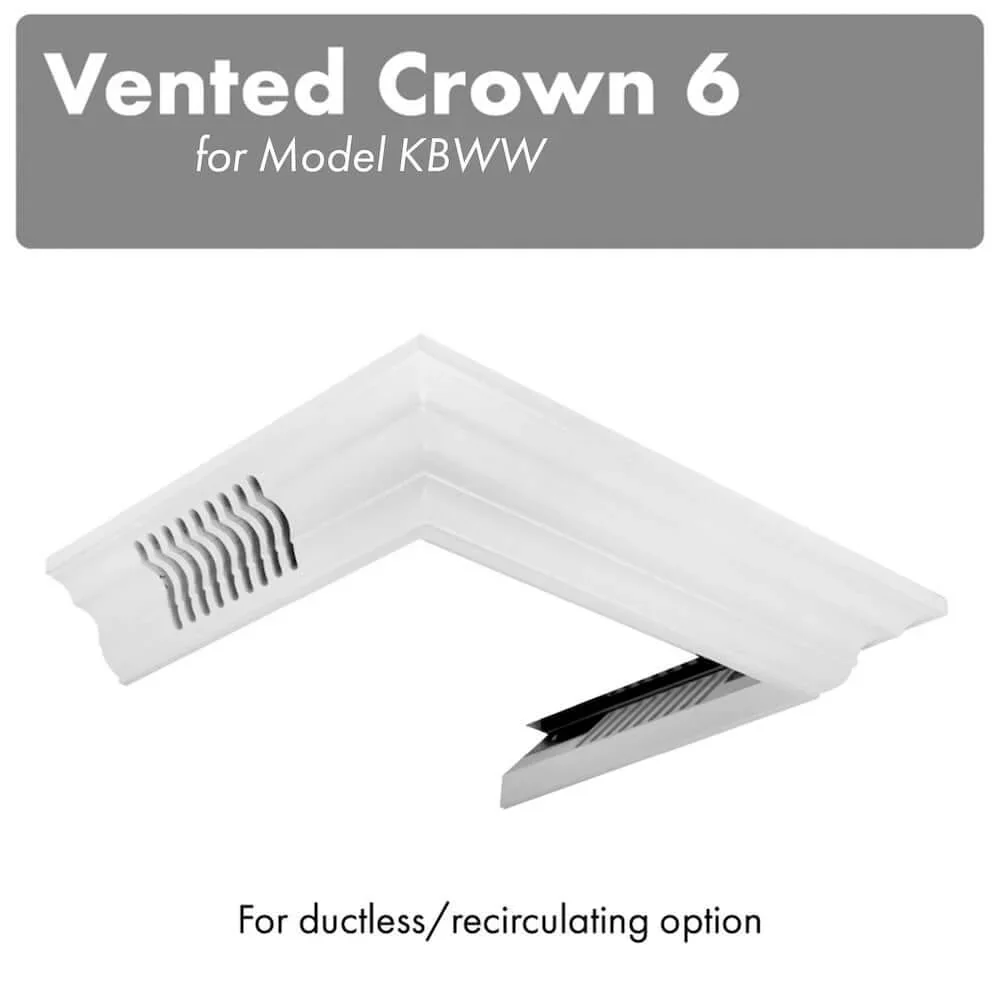 ZLINE Vented Crown Molding Profile 6 for Bright White Wooden Wall Mount Range Hoods (CM6V-KBWW) - Image 2